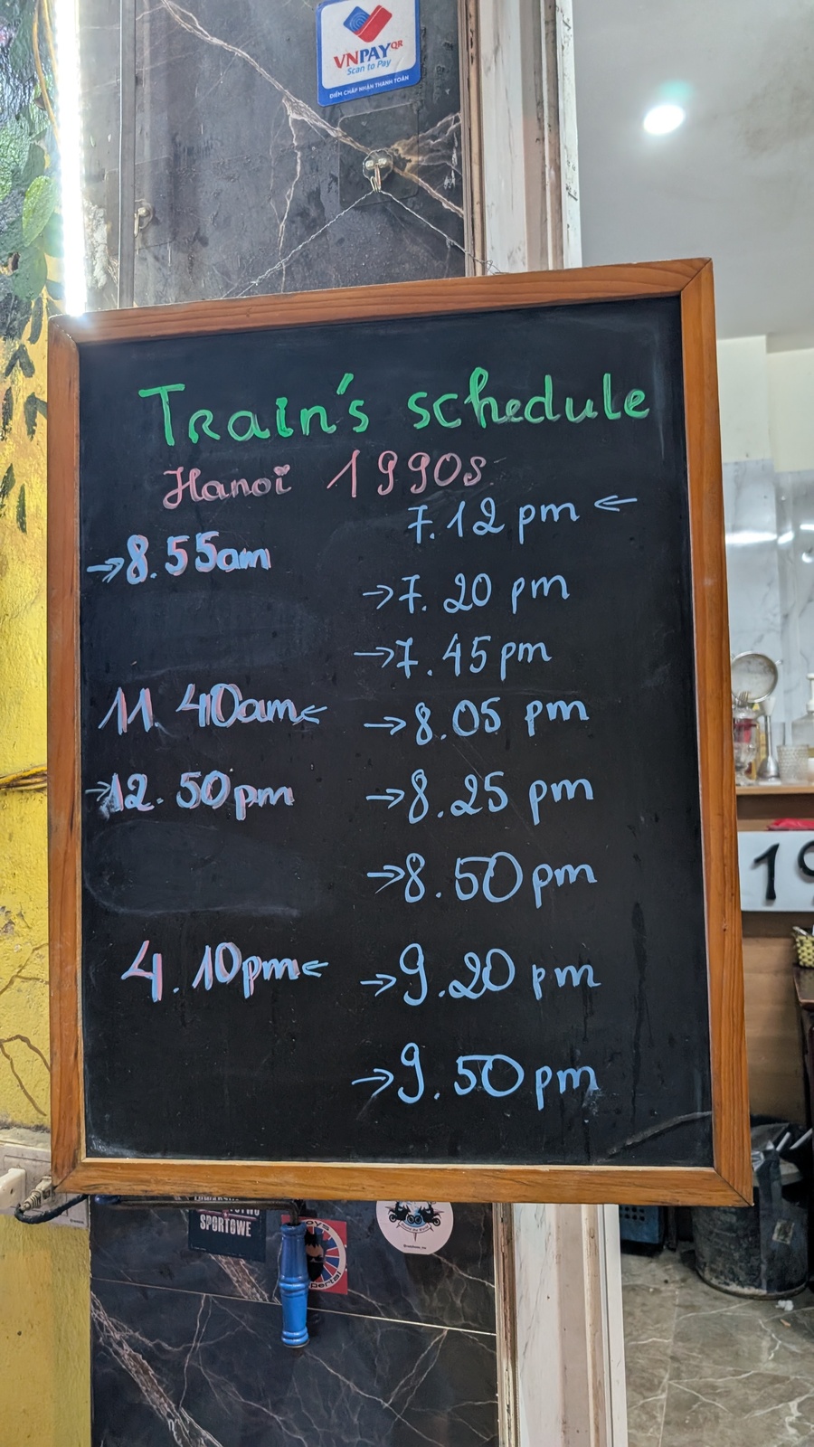 Hanoi Train Street Timetable