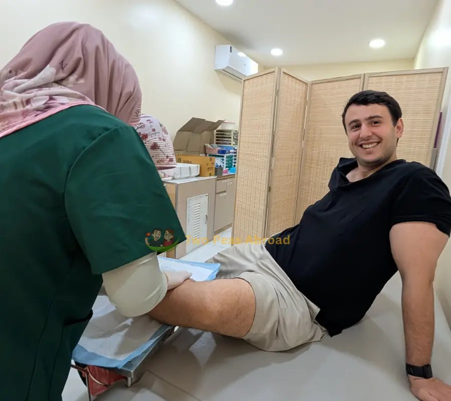 Liam at a travel clinic